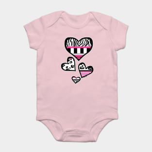 Hot Pink Y2K Busy Stripes Baby Bodysuit